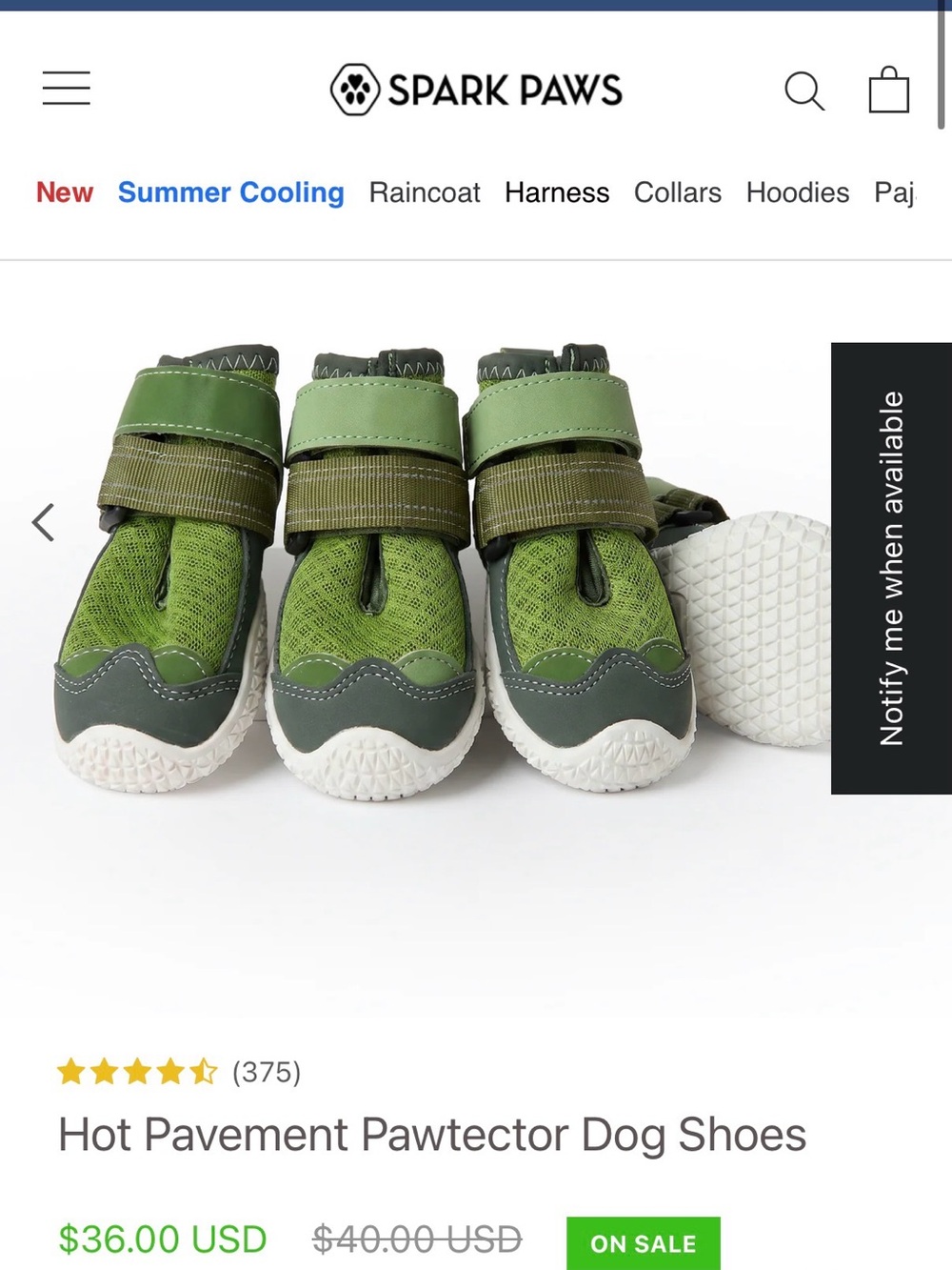 Spark Paws Green Hot Pavement Pawtector Dog Shoes